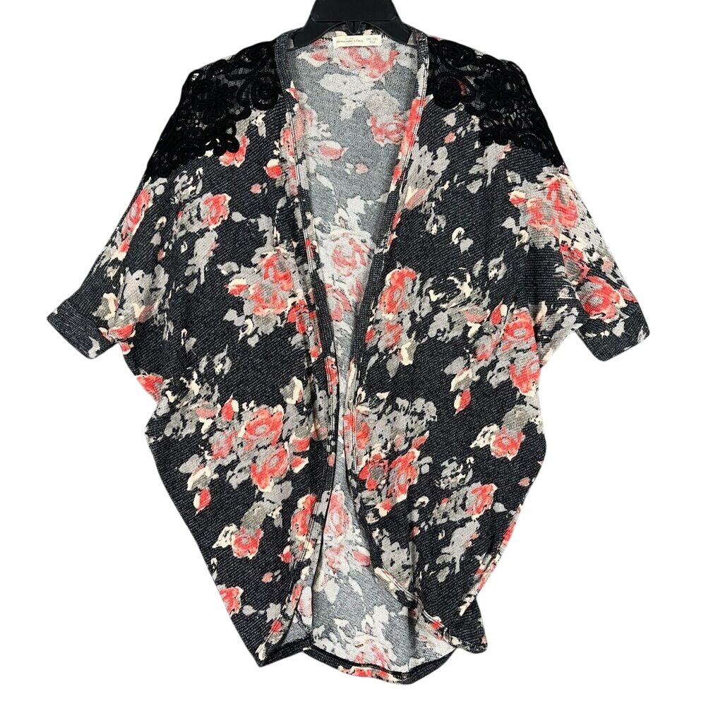 Abercrombie Fitch Cardigan Sweater Women OS Wrap Floral Regular Fit Short-Sleeve